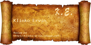 Klinko Ervin névjegykártya