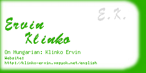 ervin klinko business card